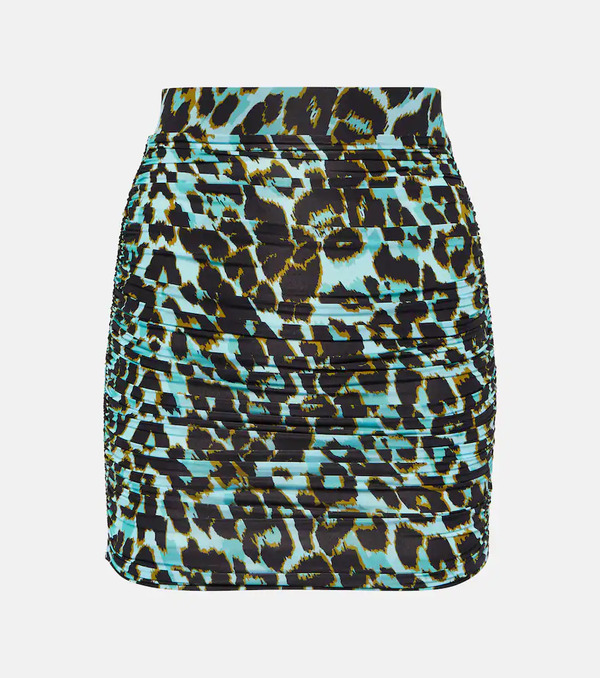  Alex Perry Alex Perry Kiran Ruched Leopard-print Miniskirt 