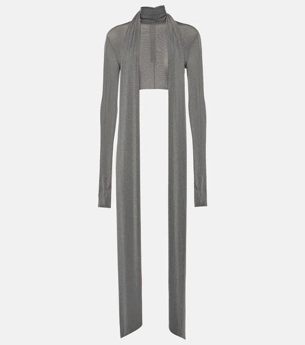  Alex Perry Alex Perry Scarf-detail Embellished Jersey Crop Top 