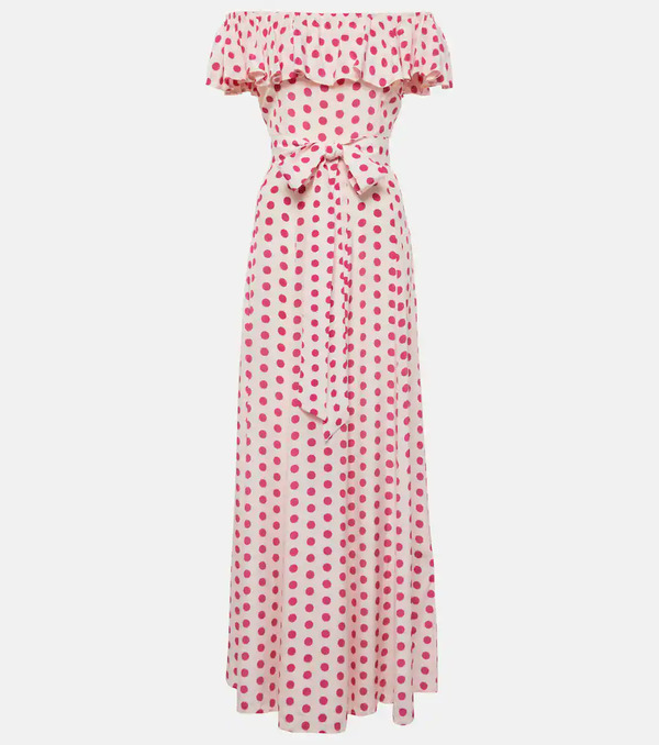 Alexandra Miro Alexandra Miro Giselle Off-shoulder Polka-dot Midi Dress 