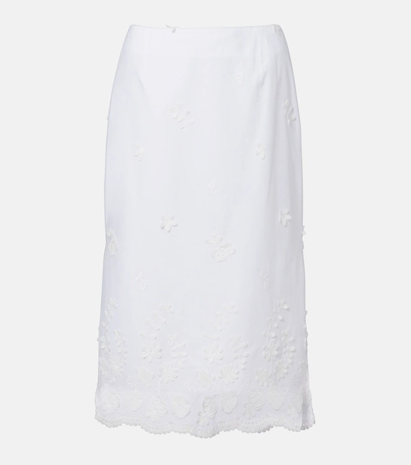  Altuzarra Altuzarra Malik Embroidered Cotton Midi Skirt 