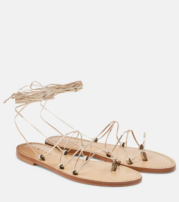  Amanu Amanu Serengetti Metallic Leather Sandals 