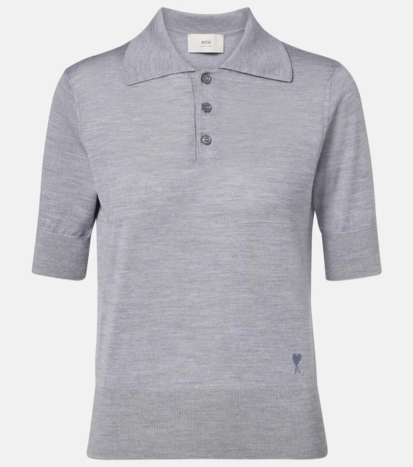  Ami Paris Ami Paris Wool And Silk Polo Shirt 