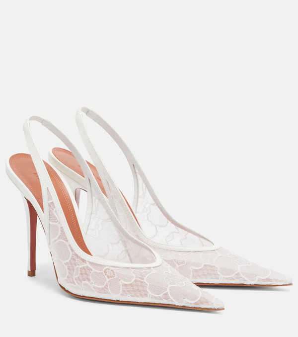  Amina Muaddi Amina Muaddi Anok Lace Slingback Pumps 