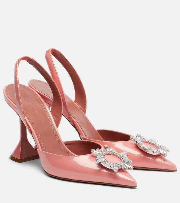  Amina Muaddi Amina Muaddi Begum 95 Patent Leather Slingback Pumps 