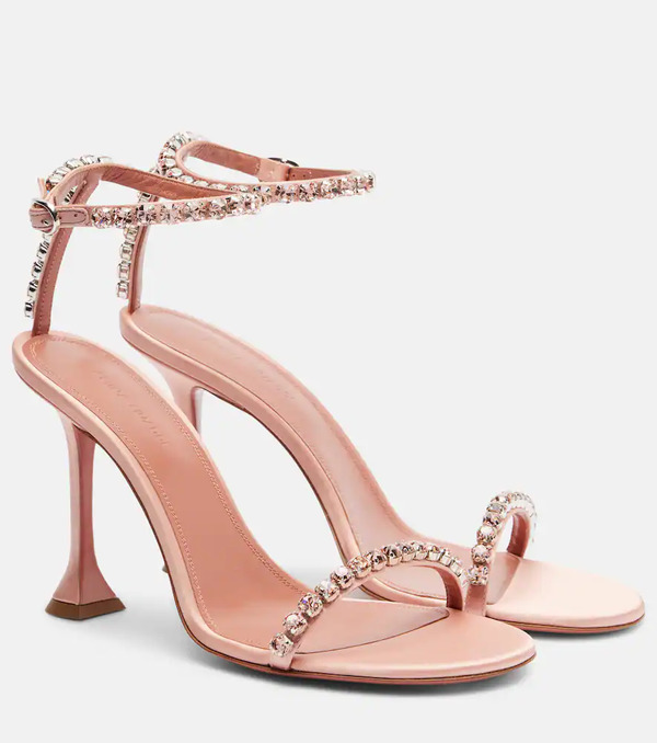  Amina Muaddi Amina Muaddi Gigi 95 Crystal-embellished Satin Sandals 
