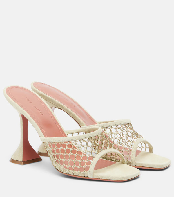  Amina Muaddi Amina Muaddi Lupita Leather-trimmed Sandals 