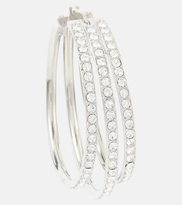  Amina Muaddi Amina Muaddi Vittoria Crystal-embellished Hoop Earrings 