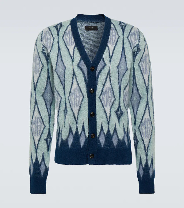  Amiri Amiri Argyle Mohair-blend Cardigan 