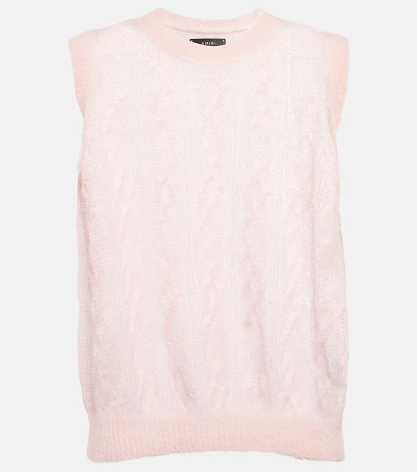  Amiri Amiri Openwork Alpaca And Mohair-blend Vest 