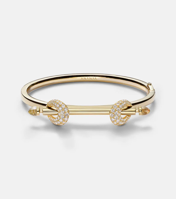  Ananya Ananya Chakra Icon 18kt Gold Bracelet With Diamonds And Quartz 