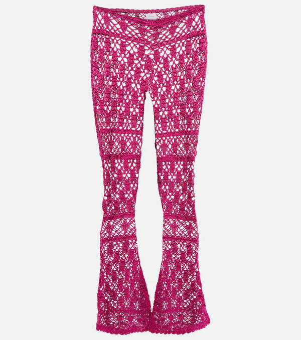  Anna Kosturova Anna Kosturova Bianca Crochet Flared Cotton Pants 