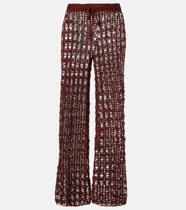  Anna Kosturova Anna Kosturova Crochet Cotton Wide-leg Pants 