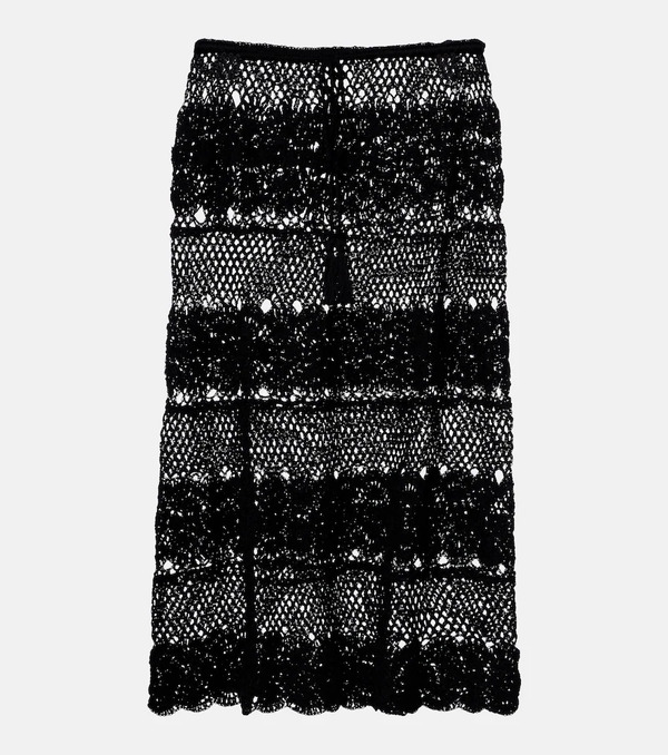  Anna Kosturova Anna Kosturova Filigree Crochet Cotton Midi Skirt 