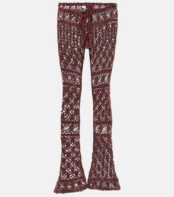  Anna Kosturova Anna Kosturova Mid-rise Crochet Cotton Pants 