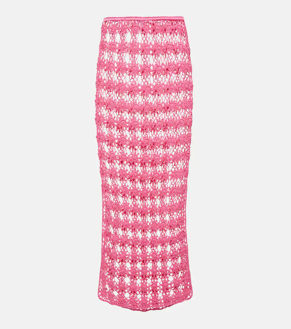  Anna Kosturova Anna Kosturova Rosette Crochet Cotton Maxi Skirt 