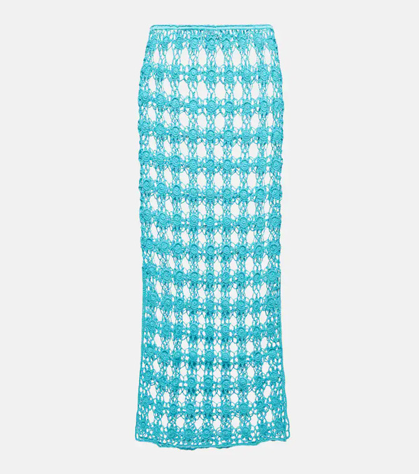  Anna Kosturova Anna Kosturova Rosette Crochet Cotton Maxi Skirt 