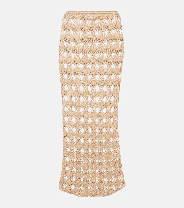  Anna Kosturova Anna Kosturova Rosette Crochet Cotton Maxi Skirt 