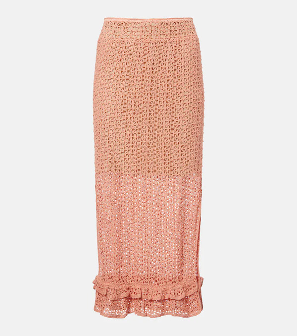  Anna Kosturova Anna Kosturova Rosette Crochet Cotton Midi Skirt 