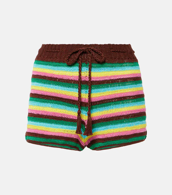  Anna Kosturova Anna Kosturova Striped Crochet Cotton Shorts 