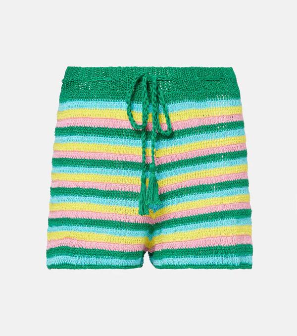  Anna Kosturova Anna Kosturova Striped Crochet Cotton Shorts 