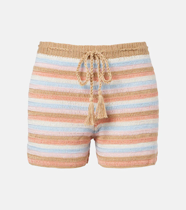  Anna Kosturova Anna Kosturova Striped Crochet Cotton Shorts 