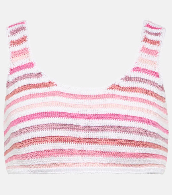  Anna Kosturova Anna Kosturova Striped Crochet Crop Top 
