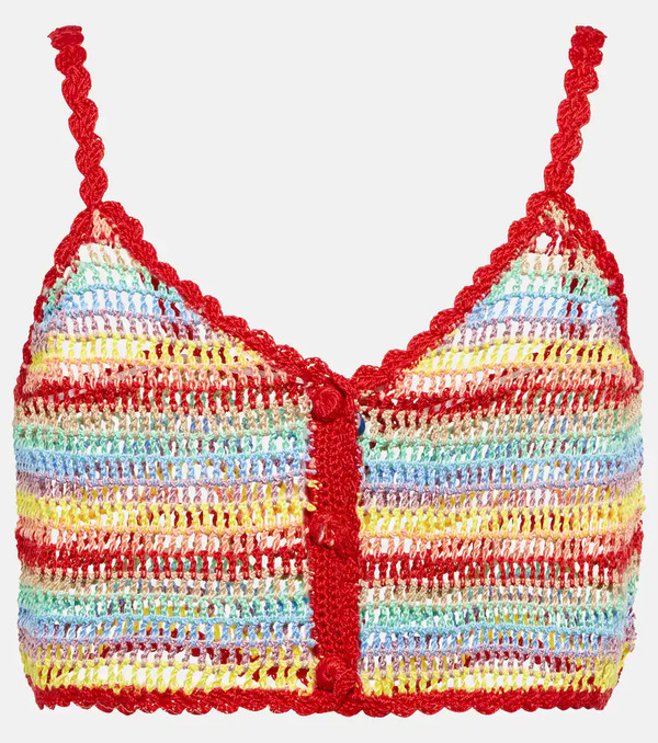  Anna Kosturova Anna Kosturova Striped Crochet Crop Top 