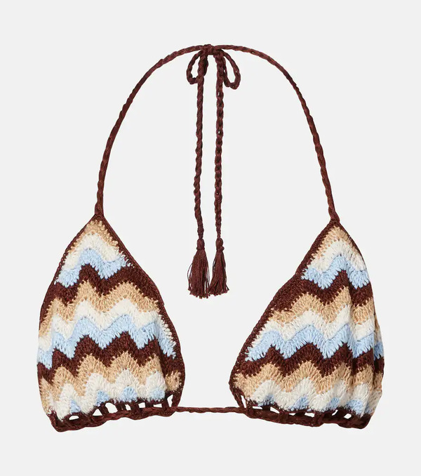  Anna Kosturova Anna Kosturova Summer Chevron Crochet Cotton Bikini Top 