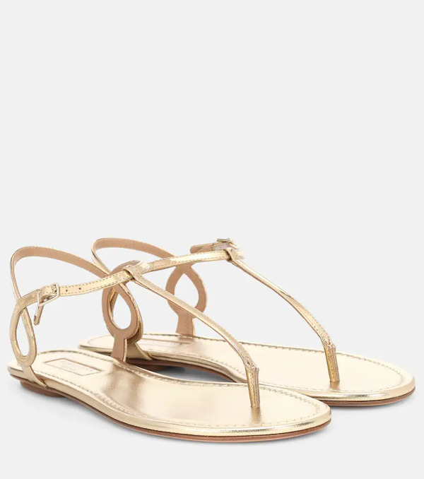  Aquazzura Aquazzura Almost Bare Metallic Leather Sandals 