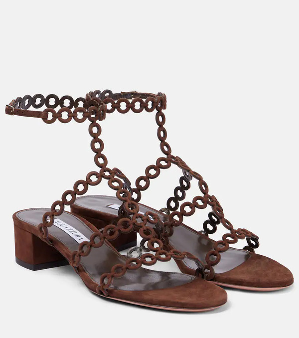  Aquazzura Aquazzura Infinity Chain 35 Suede Sandals 