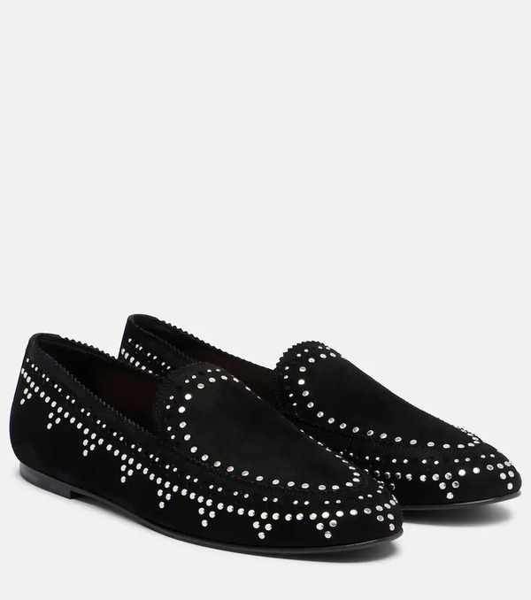  Aquazzura Aquazzura Skye Studded Suede Loafers 