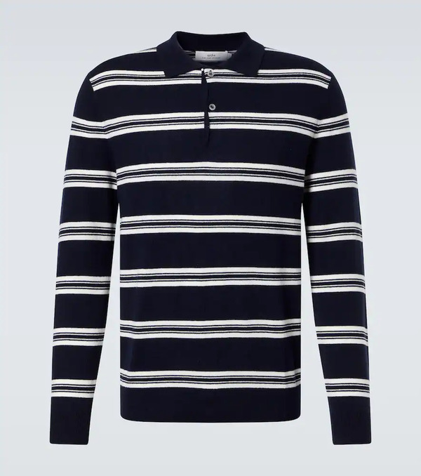  Arch4 Arch4 Mr Swansea Striped Cashmere Polo Sweater 
