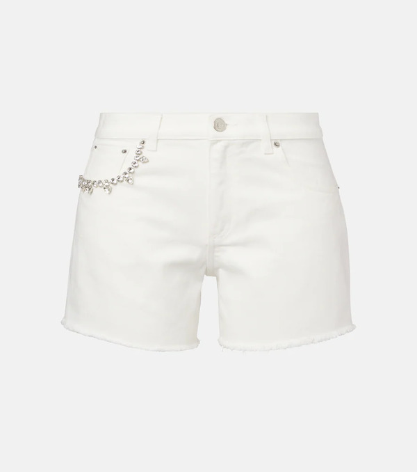  Area Area Crystal-embellished Denim Shorts 