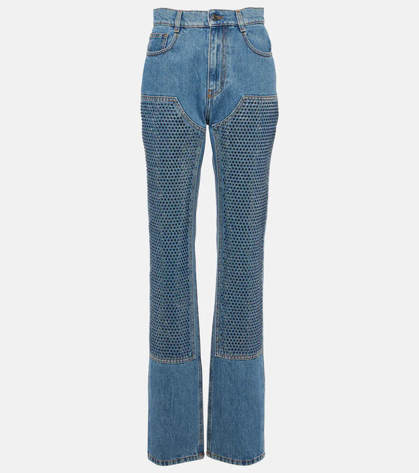  Area Area Crystal-embellished High-rise Straight Jeans 