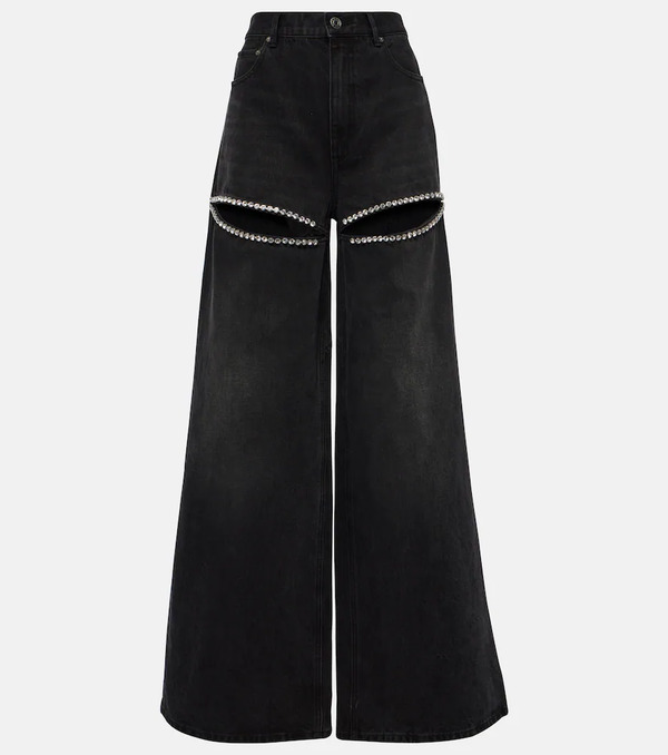  Area Area Crystal-embellished Wide-leg Jeans 
