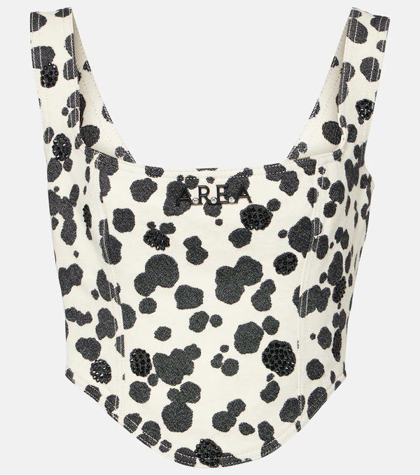  Area Area Dalmatian Embellished Denim Corset 