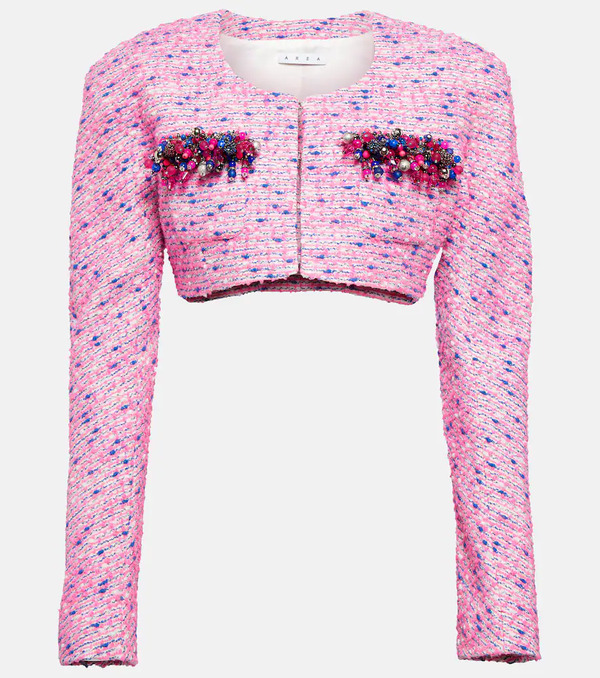  Area Area Embellished Bouclã© Cropped Jacket 