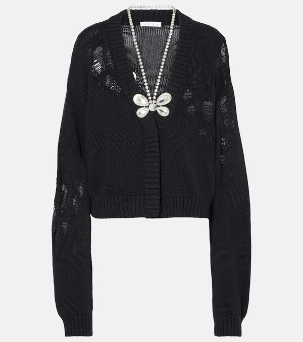  Area Area Embellished Cotton And Cashmere Cardigan 