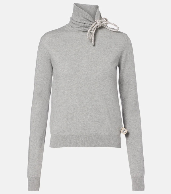  Area Area Embellished Cotton And Cashmere Turtleneck Sweater 