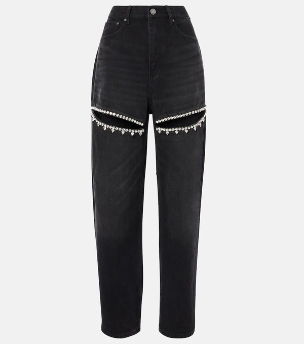  Area Area Embellished Cutout Straight Jeans 
