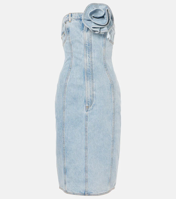  Area Area Floral-appliquã© Denim Midi Dress 