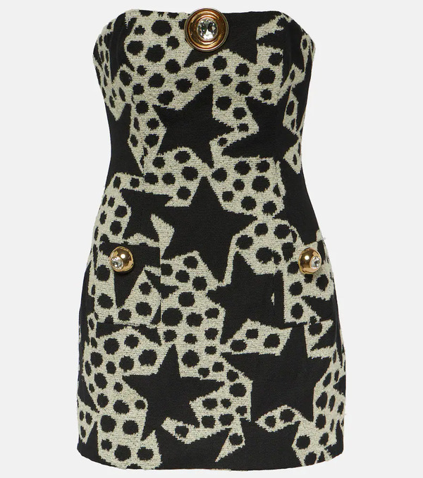  Area Area Jacquard Strapless Cotton-blend Minidress 