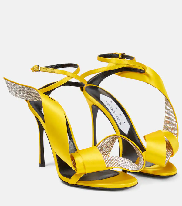  Area Area X Sergio Rossi Marquise Embellished Satin Sandals 