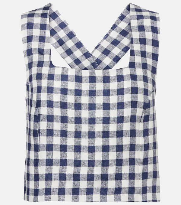  Asceno Asceno Cozumel Gingham Linen Crop Top 
