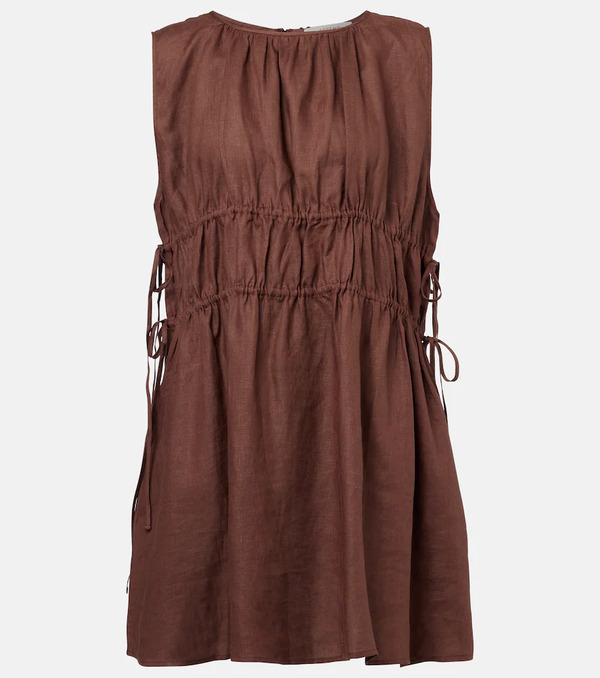  Asceno Asceno Gathered Linen Minidress 