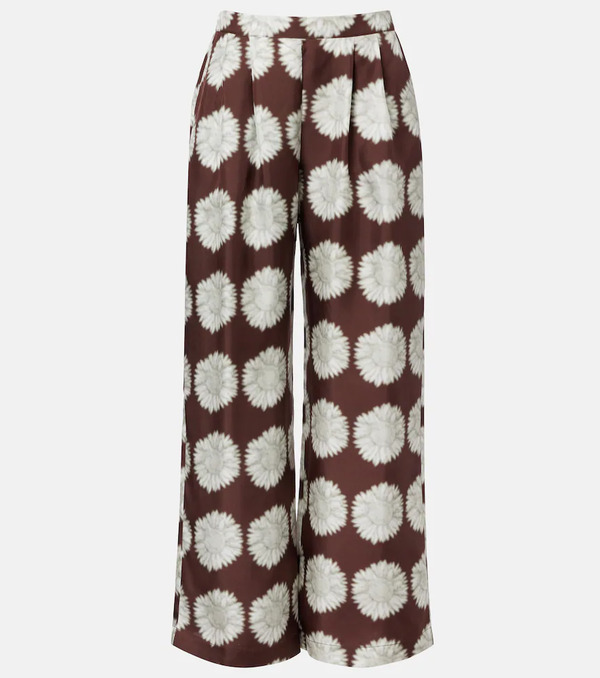  Asceno Asceno Isola Floral Silk Twill Wide-leg Pants 