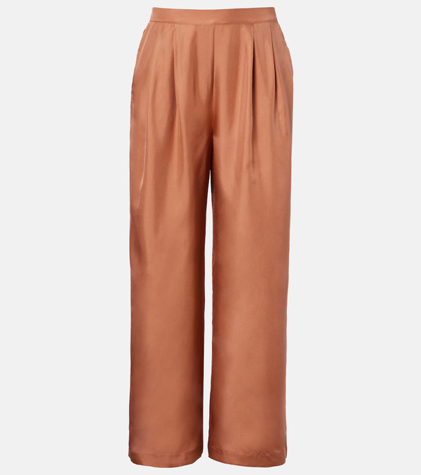  Asceno Asceno Isola Pleated Silk Twill Wide-leg Pants 