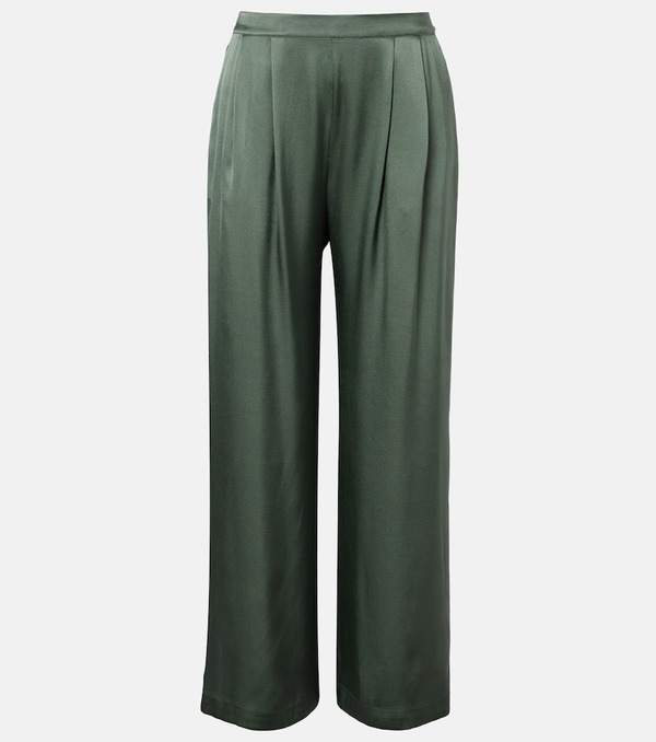  Asceno Asceno Isola Pleated Silk Twill Wide-leg Pants 