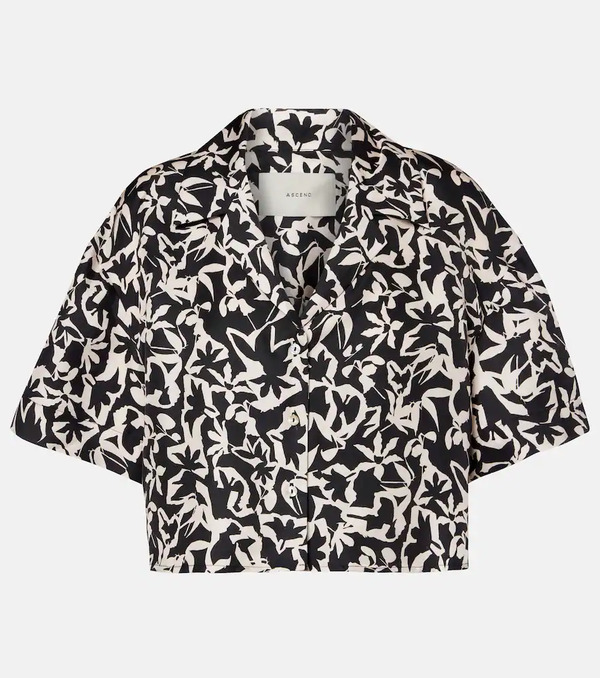 Asceno Asceno Lincoln Printed Cropped Silk Twill Shirt 