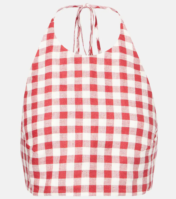  Asceno Asceno Marseille Gingham Linen Crop Top 